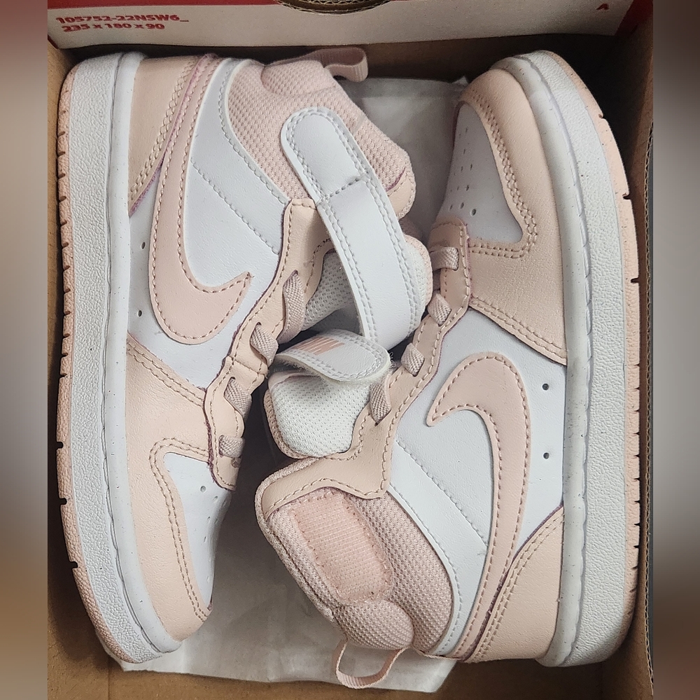Nike Kids' 10.5c Pink and White High-Top Sneakers